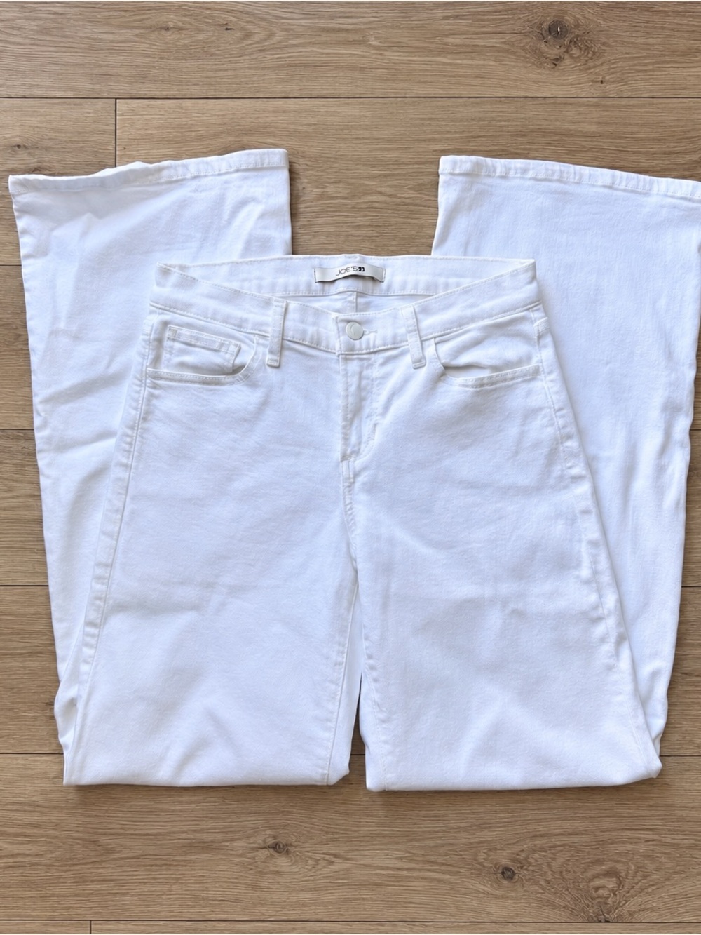 Joe’s Jeans Women’s Sz 27 White Wide Leg Stretch Jeans 32” Inseam